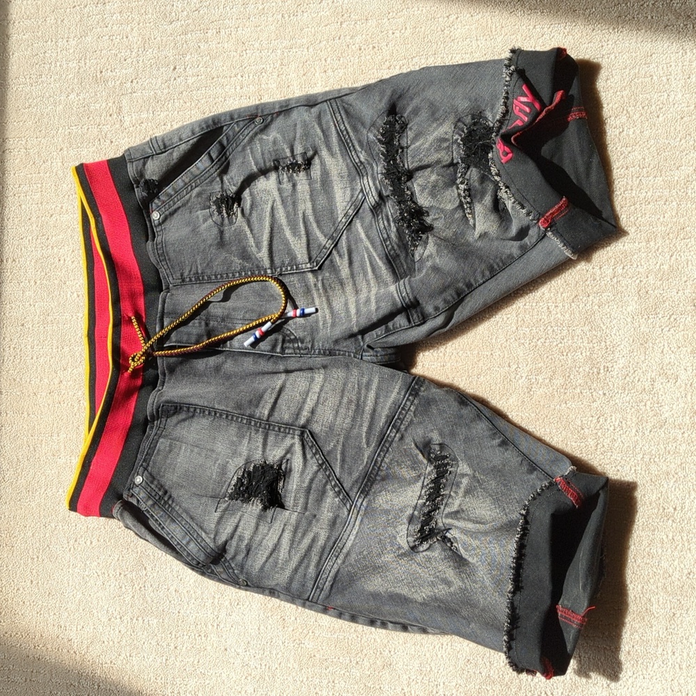Born-Fly Distressed Denim Shorts